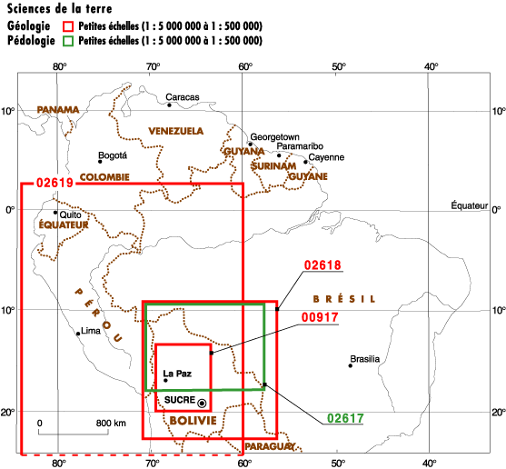 Les différentes cartes de pédologie et géologie en Bolivie