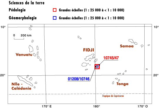 Les différentes cartes de géomorphologie, pédologie aux îles Fidji